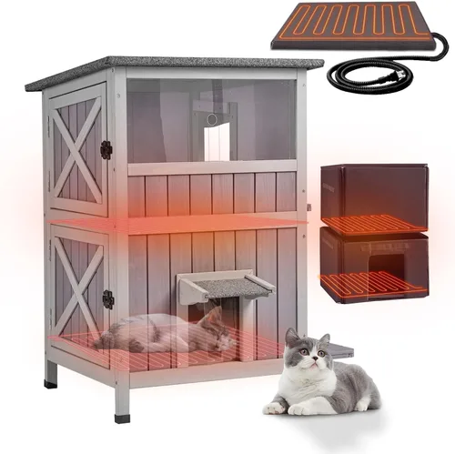 Miniatura 10 de GUTINNEEN Casa Calefaccionada para Gatos de Exterior, Casa Aislada para Gatos de Exteriores Resistente a la Intemperie, Refugio para Gatos Ferales