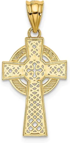 Miniatura 3 de Colgante de cruz de Claddagh irlandés de oro amarillo macizo de 14 k