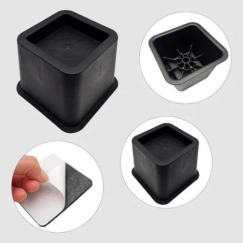 Miniatura 4 de Paquete de 4 elevadores de muebles de cama, elevadores de cama resistentes de 3.1 pulgadas con almohadillas de espuma antideslizantes para cama