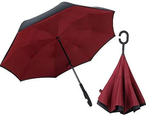 Miniatura 178 de MRTLLOA - Paraguas invertido de gran tamaño de 40/49/56 pulgadas - Sombrilla doble capa resistente al viento, con mango en forma de C y tamaño golf