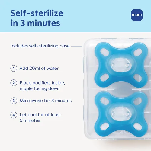 Miniatura 6 de MAM Chupetes cómodos para bebé, ligeros de una sola pieza de silicona completa para recién nacidos de 0 a 3 meses, pezón sin BPA, chupete fácil