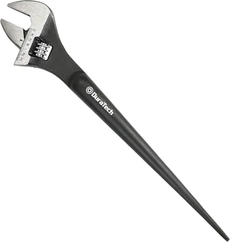 Miniatura 8 de DURATECH Llave inglesa de construcción ajustable de 8 pulgadas, acabado de óxido negro, acero CR-V, escala SAE y métrica marcada, orificios