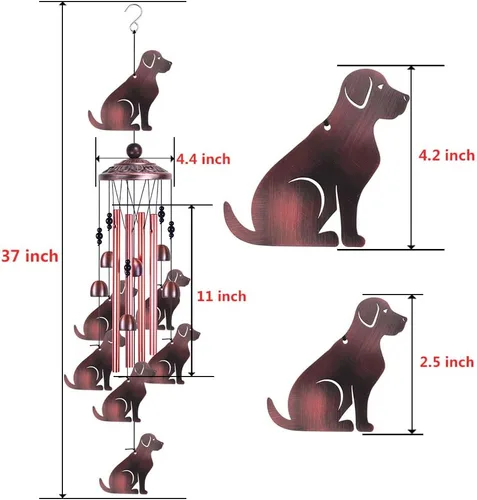 Miniatura 3 de Campanillas de viento de jardín para gatos al aire libre y en interiores - con 4 tubos, 6 campanas, 7 gatos, atrapaventos de gatos móviles