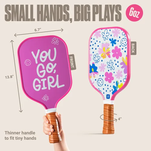 Miniatura 2 de Sportbit Kids Pickleball Paddles Set of 1 or 2 - Child Size Pickleball Paddle for Kids Small and Lightweight - Carbon Fiber Youth Pickleball Paddle