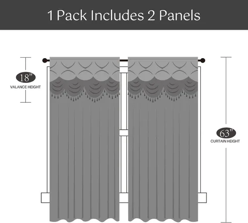 Miniatura 6 de Petrichor Juego de 2 Paneles de Cortinas Transparentes Bordadas - Cortina de Ventana de Lujo con Cenefa Adjunta con Respaldo de Satén y 2 Alzapaños