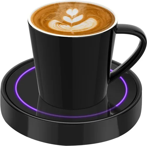 Miniatura 11 de Calentador de taza de café, calentadores de bebidas eléctricos para uso en escritorio de oficina y hogar, posavasos inteligente con termostato