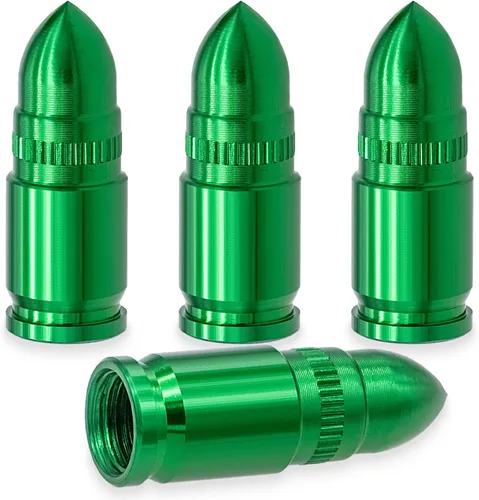 Miniatura 21 de 4 piezas de tapas de válvula de neumático estilo bala, resistentes a la corrosión, tapas universales de válvula de neumático de aleación de aluminio