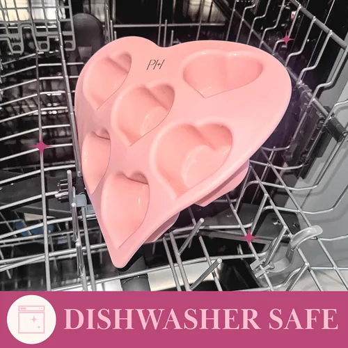 Miniatura 5 de Paris Hilton Molde de silicona con forma de corazón, molde antiadherente en forma de corazón, apto para horno para pasteles, brownies y postres, 6