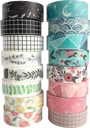 Miniatura 11 de ZYNSHE - Juego de 12 rollos de cinta adhesiva washi de 15 mm de ancho, cinta decorativa linda para diario, álbum de recortes, manualidades, bullet