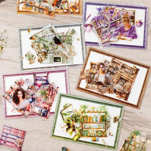 Miniatura 4 de Alideco 120 piezas Pegatinas para Álbumes de Recortes Figuras Retro Scrapbooking Diario Basura Manualidades Embellecimiento Decoración Pegatinas