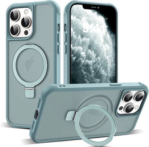 Miniatura 146 de SKYLMW – Funda compatible con iPhone 12 Pro Max y iPhone 13 Pro Max con soporte magnético invisible tipo anillo, fundas translúcidas para teléfonos