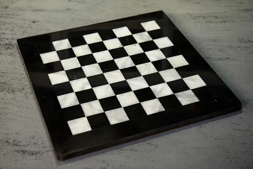 RADICALn Tablero de ajedrez blanco y negro de mármol hecho a mano de 15 pulgadas