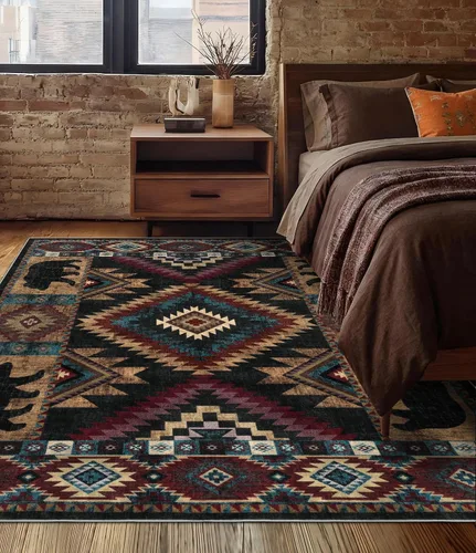 Miniatura 26 de Alfombra de pasillo de 2 x 6 pulgadas para interior - Alfombra de entrada rústica de cabaña con diseño de oso, antideslizante, de pelo bajo