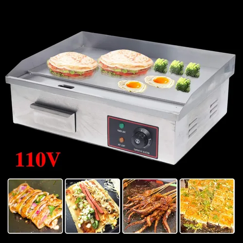 Miniatura 4 de Plancha eléctrica de encimera plana, parrilla comercial de acero inoxidable con control de temperatura ajustable, parrilla de restaurante