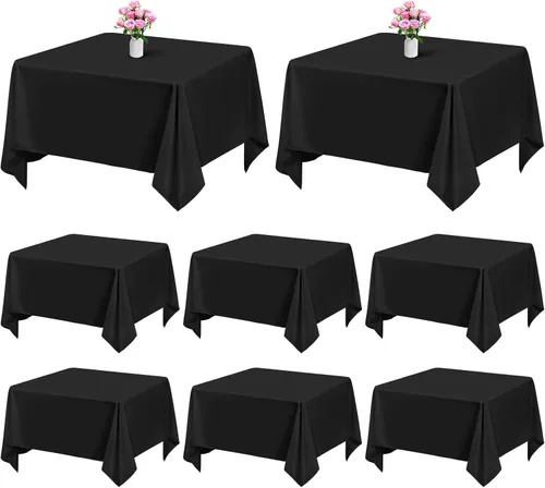 Miniatura 65 de Showgeous Paquete de 4 manteles rectangulares de poliéster de 60 x 102 pulgadas, resistentes a las arrugas, lavables, para bodas, mesas de comedor