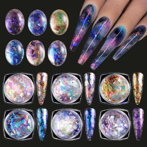 Miniatura 13 de Polvo de uñas cromado, efecto espejo, polvo metálico, 6 colores, bronce, marrón, negro, oro rosa, holográfico, purpurina cromada, pigmento en polvo
