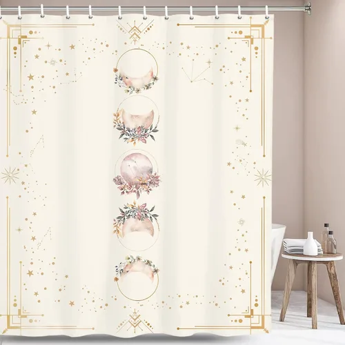 Miniatura 4 de Miyotaa - Juego de cortinas de ducha con fase lunar celestial, diseño de luna iluminada, gótico, zodiacal, astrología, tarot, bruja, de poliéster