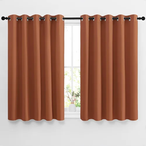 NICETOWN Cortinas de media ventana para dormitorio, con ojales, aislamiento térmico, modernas, opacas, tratamiento de ventana, reducción de sonido,