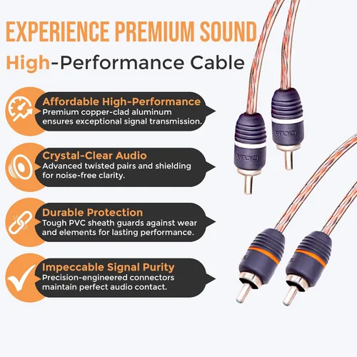 Miniatura 3 de Elite Audio EA-RCA1.5 Cable RCA estándar de 2 Ch - Par de cables trenzados macho a macho de 1.5 pies con reducción de ruido