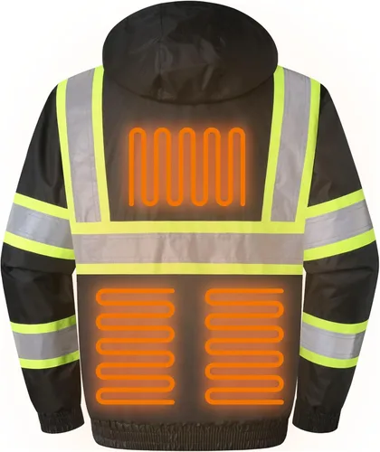 Miniatura 3 de JKSafety Chaqueta bomber reflectante de alta visibilidad con múltiples bolsillos, color fluorescente, ligera, cumple con ANSI Clase 3, Mediana