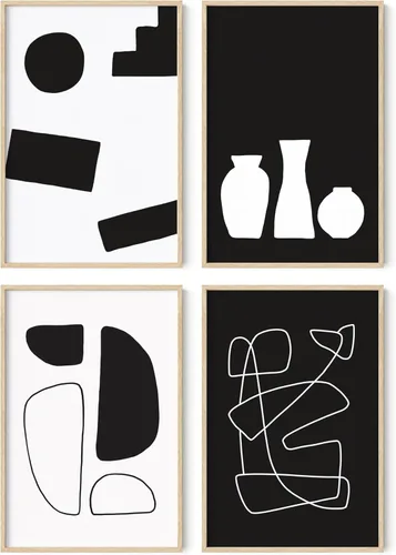 Miniatura 71 de HAUS AND HUES Arte abstracto para pared en blanco y negro, juego de 4 pósteres minimalistas en blanco y negro para paredes, pósteres estéticos Juego
