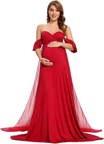 Miniatura 4 de Vestido de maternidad ajustado maxi vestido tubo largo de maternidad vestido de fotografía para sesión de fotos baby shower