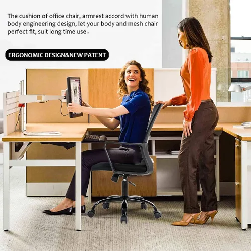 Miniatura 6 de BestOffice Silla giratoria para computadora, soporte lumbar ejecutivo, silla de malla, taburete ajustable para mujeres y hombres (negro)