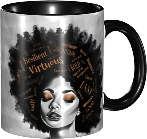 Miniatura 36 de Taza de café, taza de té para mujeres y niñas, taza de diseño único, perfecta para regalos, mujeres afroamericanas afro
