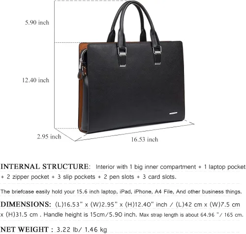 Miniatura 4 de BOSTANTEN Bolso de negocios del ordenador portátil del hombro del maletín del cuero formal para los hombres y las mujeres