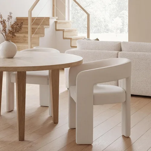 Miniatura 61 de HNY Silla moderna de cocina y comedor de estilo barril, silla de acento tapizada en cuero sintético PU con brazo, silla de lado de 47 cm de ancho