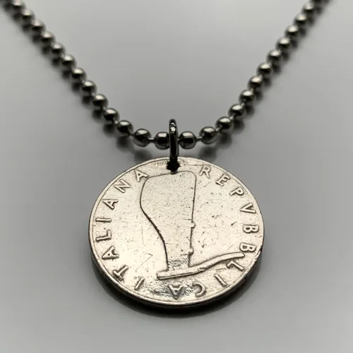 Miniatura 3 de 1953 Italy Italia 5 Lire coin pendant dolphin porpoise Rome Milan Florence Venice Verona Genoa Palermo Bologna Torino Napoli Cagliari San Gimignano
