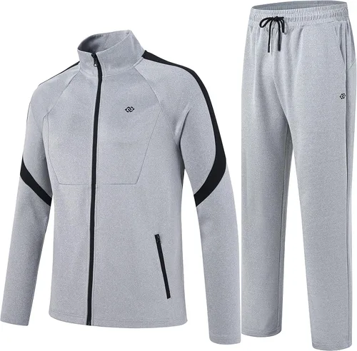 MoFiz Chándal deportivo para hombre, 2 piezas, chaqueta con cremallera completa, pantalón de manga larga, casual, para correr, gimnasio,
