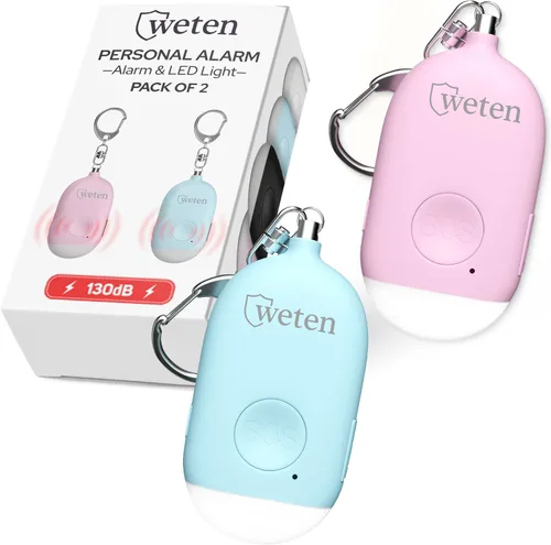 Miniatura 8 de Weten Llavero de alarma personal recargable, sirena de 130 dB y luz LED, elegante alerta de seguridad personal para que las mujeres lo lleven