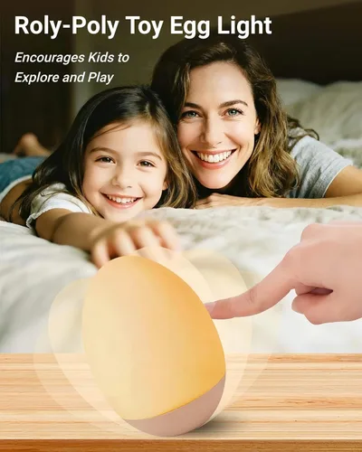 Miniatura 7 de Luz nocturna de huevo para bebé para guardería y lactancia – Luz táctil portátil con 7 colores RGB, atenuación continua, recargable, silicona suave