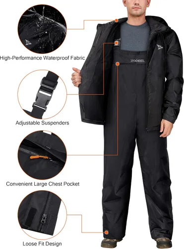Miniatura 4 de Rodeel Conjunto de chaqueta impermeable y overol, chaqueta impermeable para lluvia, máxima protección para aventuras al aire libre