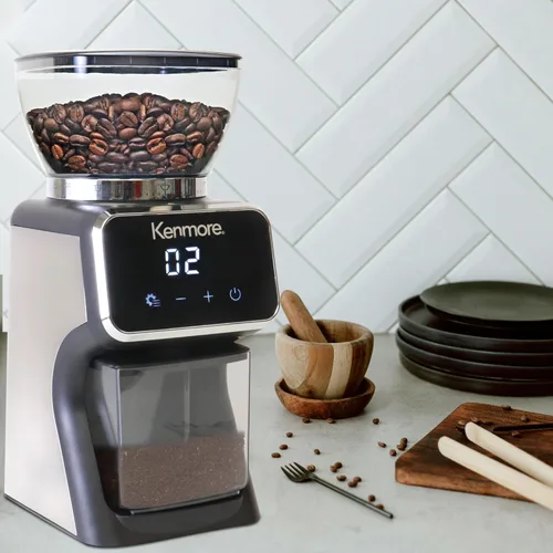 Miniatura 8 de Kenmore - Molinillo de café cónico para café expreso, prensa francesa, goteo, tamaño de moler ajustable, molino de frijoles, control digital