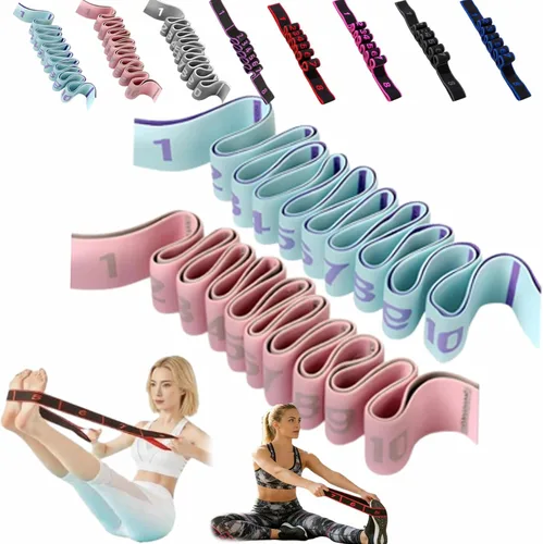 Miniatura 5 de Banda de resistencia de fitness para estiramiento y yoga, bandas de resistencia con asas para brazos, ejercicio de tirador de moda, bandas