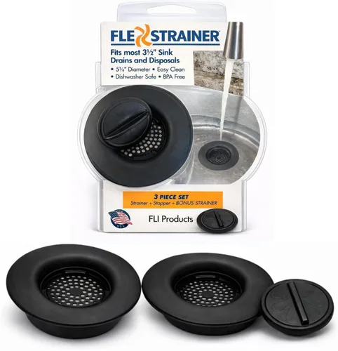 Miniatura 10 de Flex Strainer® Colador de drenaje de fregadero con tapón opcional, sin vástago central, se adapta a desagües y desechos de fregadero estándar de 3½