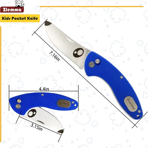 Miniatura 7 de Cuchillo de bolsillo para niños con clip y punta redondeada segura para el primer cuchillo de niño, cuchillos plegables de iniciación para niños