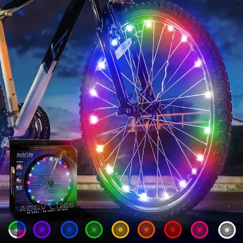 Miniatura 9 de Activ Life Luces LED para rueda de bicicleta con pilas incluidas. Obtén 100% más brillantes y visibles desde todos los ángulos para la máxima