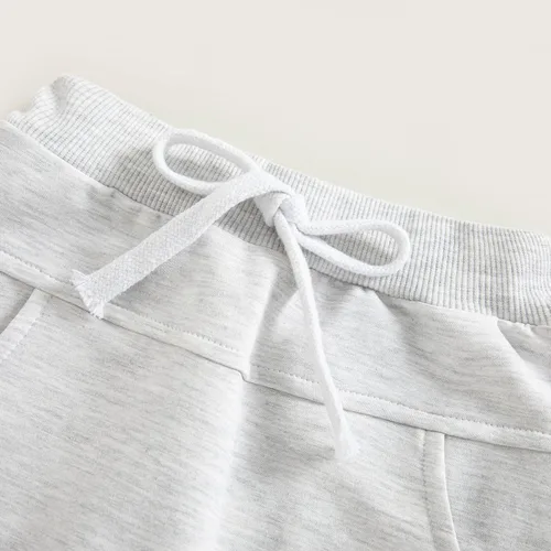 Miniatura 5 de Mubineo Pantalones deportivos básicos lisos para bebés, niños y niñas, cómodos pantalones de algodón con bolsillos