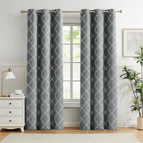 Miniatura 29 de Melodieux Cortinas 100% opacas de 96 pulgadas de largo para sala de estar, dormitorio estilo marroquí, aislamiento térmico, ahorro de energía