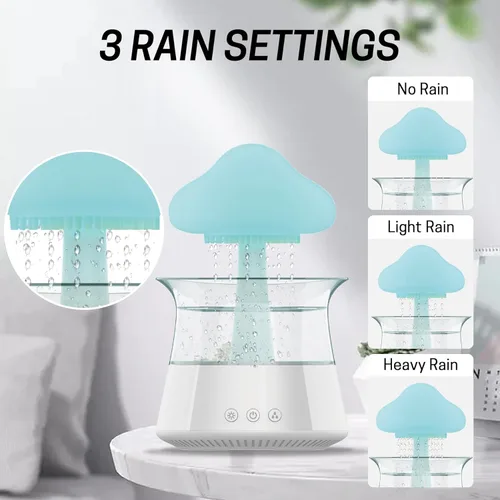 Miniatura 5 de Rain Cloud Humidificador de goteo de agua, difusor de aroma de hongos, difusor de aceite esencial, difusor de aromaterapia de ruido blanco de 10.8
