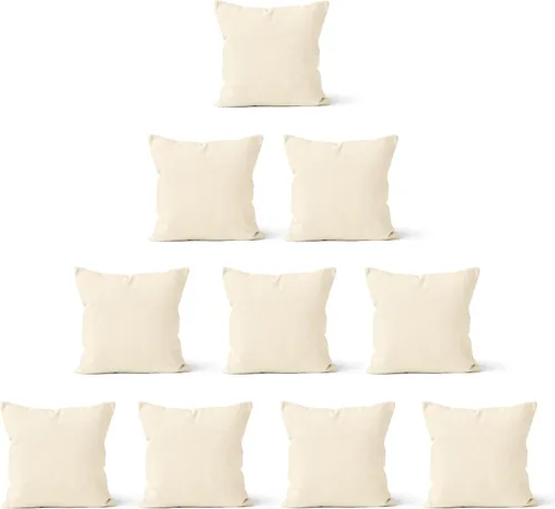 Miniatura 44 de Encasa XO Juego de 2 fundas de almohada de 12 x 12 pulgadas, color beige, sin rellenos, fundas de almohada de algodón para sala de estar, cama