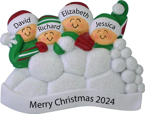 Miniatura 11 de Adorno familiar de Navidad personalizado para familia de 3, adorno de familia de tres nietos, adorno de bola de nieve personalizada, adornos
