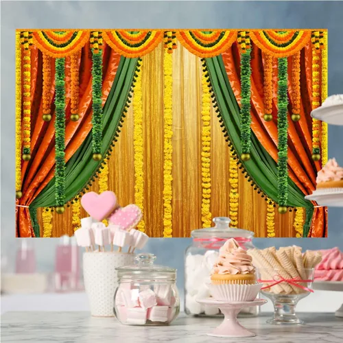 Miniatura 4 de Lofaris Fondo de Fotografía India Pooja Telón de Fondo Puja Ganpati Pooja Tradicional Festival Mehndi Fondo Decoraciones Diwali Boda Fiesta