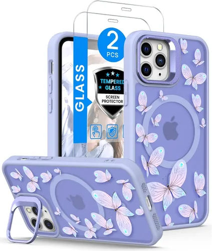 Miniatura 20 de Dretal Magnético para iPhone 11 Pro, Funda Floral, Protector de Pantalla, Anillo de Lente Integrado, Soporte, Protección de Grado Militar, Funda