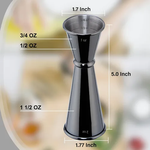 Miniatura 3 de Medidor para barman, Briout Jigger doble de cóctel japonés de primera calidad, acero inoxidable grado alimenticio 304, 2 OZ 1 OZ con mediciones