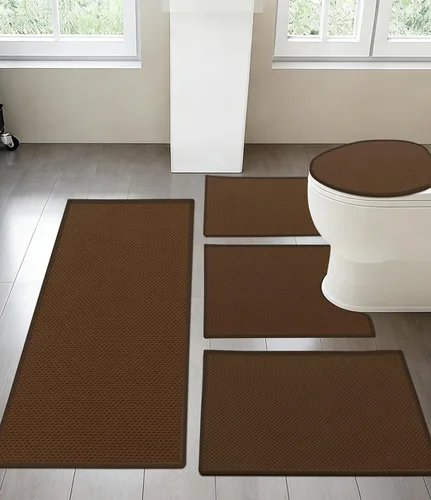 Miniatura 26 de YIHOUSE Juego de 2 tapetes de baño ultrafinos de secado rápido, tapete de baño absorbente para baño, antideslizante, lavable a máquina (beige)