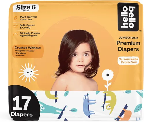 Miniatura 22 de Pañales Hello Bello, talla 4 (22-37 libras) Flower Child, 21 unidades de pañales desechables premium para bebé, hipoalergénicos con sensación suave